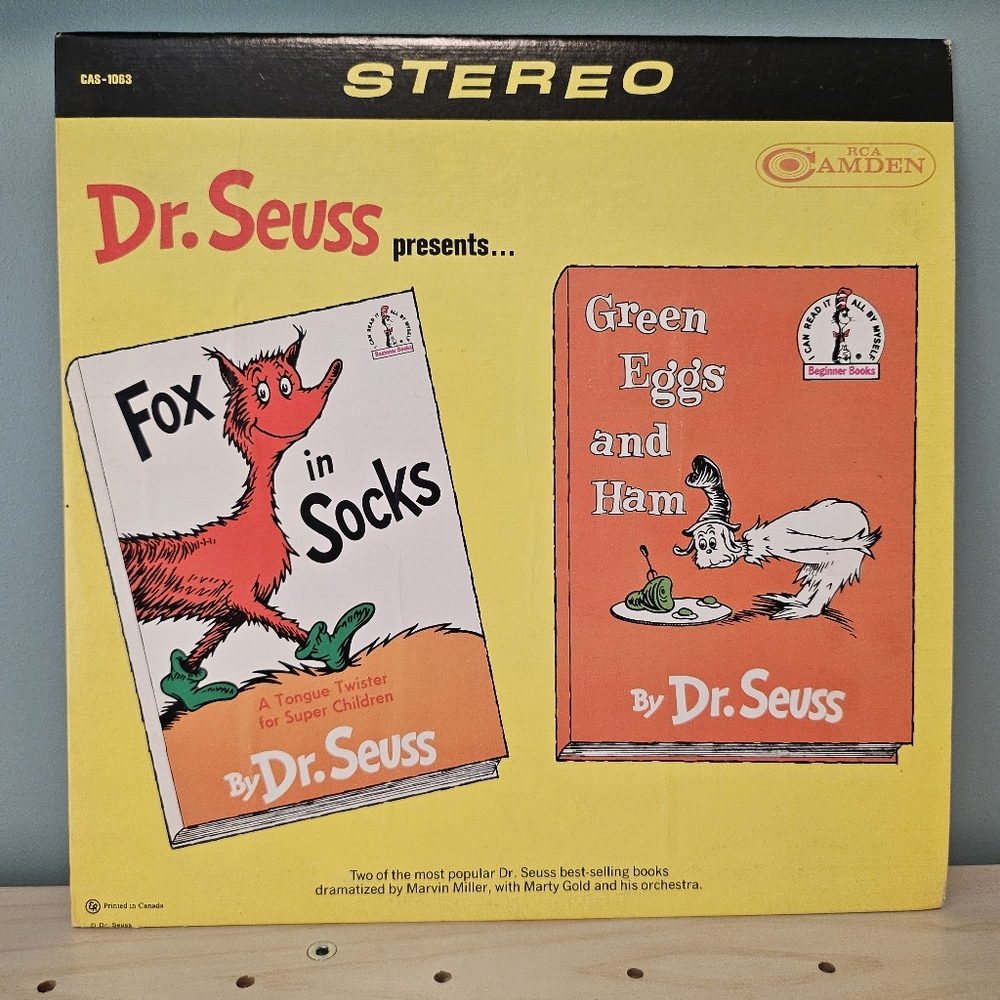 💛 VTG Dr Seuss vinyl record Fox In Socks & Green Eggs And Ham EUC